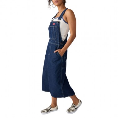 DICKIES DENIM W BIB DRESS DARK INDIGO