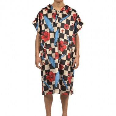 BEE UNUSUAL CHECKERED REEF CHANGING PONCHO MULTICOLOR