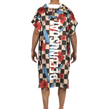 BEE UNUSUAL CHECKERED REEF CHANGING PONCHO MULTICOLOR