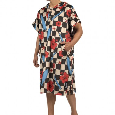BEE UNUSUAL CHECKERED REEF CHANGING PONCHO MULTICOLOR