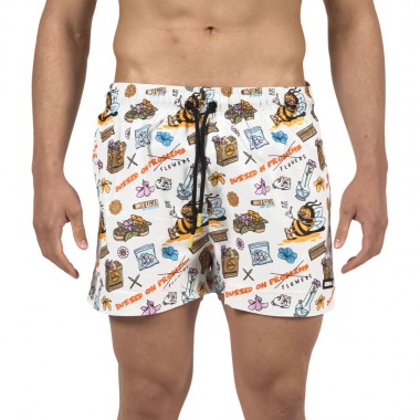 BEE UNUSUAL BUZZED ON FLOWERS SWIM SHORTS MULTICOLOR