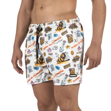 BEE UNUSUAL BUZZED ON FLOWERS SWIM SHORTS MULTICOLOR