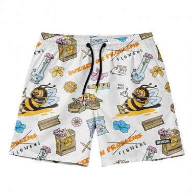 BEE UNUSUAL BUZZED ON FLOWERS SWIM SHORTS MULTICOLOR
