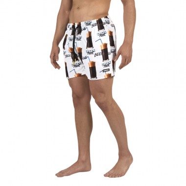 BEE UNUSUAL GREEK FUEL SWIM SHORTS WHITE