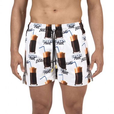 BEE UNUSUAL GREEK FUEL SWIM SHORTS WHITE