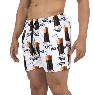 BEE UNUSUAL GREEK FUEL SWIM SHORTS WHITE