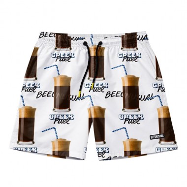 BEE UNUSUAL GREEK FUEL SWIM SHORTS WHITE