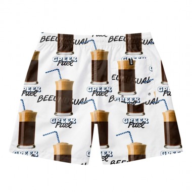 BEE UNUSUAL GREEK FUEL SWIM SHORTS WHITE
