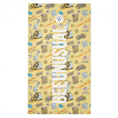 BEE UNUSUAL BUZZED ON FLOWERS BEACH TOWEL FRINGES 100X180 MULTI