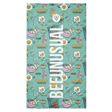 BEE UNUSUAL BREAKFAST CLUB BEACH TOWEL FRINGES 100X180 MULTI