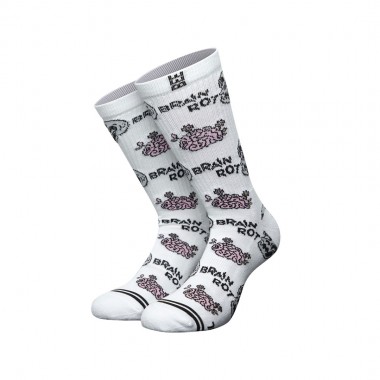 BEE UNUSUAL BRAIN ROT SOCKS WHITE