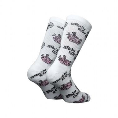 BEE UNUSUAL BRAIN ROT SOCKS WHITE
