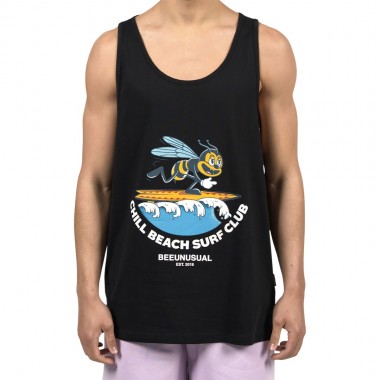 BEE UNUSUAL CHILL BEACH SURF CLUB TANK TOP BLACK