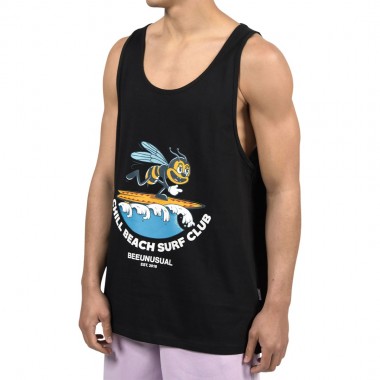 BEE UNUSUAL CHILL BEACH SURF CLUB TANK TOP BLACK