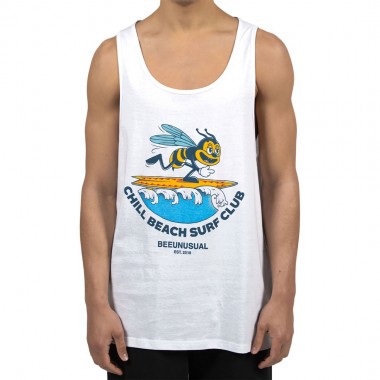 BEE UNUSUAL CHILL BEACH SURF CLUB TANK TOP WHITE