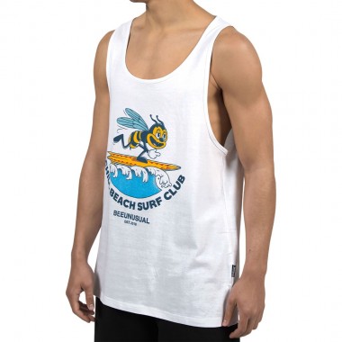 BEE UNUSUAL CHILL BEACH SURF CLUB TANK TOP WHITE