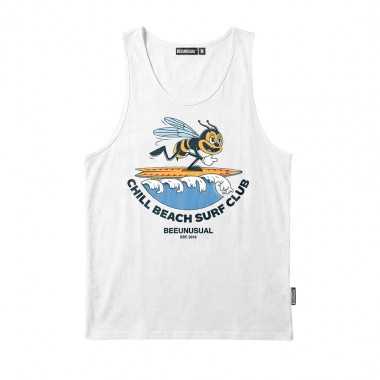 BEE UNUSUAL CHILL BEACH SURF CLUB TANK TOP WHITE