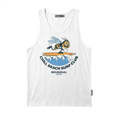 BEE UNUSUAL CHILL BEACH SURF CLUB TANK TOP WHITE