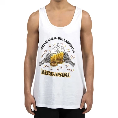 BEE UNUSUAL DRINK COLD-DIE LAUGHING TANK TOP WHITE