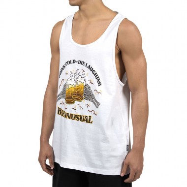 BEE UNUSUAL DRINK COLD-DIE LAUGHING TANK TOP WHITE