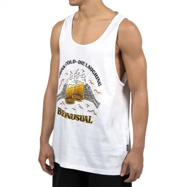 BEE UNUSUAL DRINK COLD-DIE LAUGHING TANK TOP WHITE