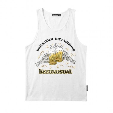 BEE UNUSUAL DRINK COLD-DIE LAUGHING TANK TOP WHITE