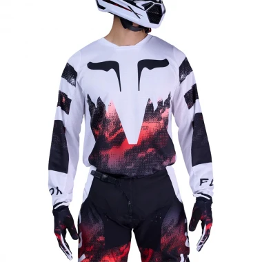 FOX 180 KAIROS JERSEY WHITE/FLUORESCENT RED