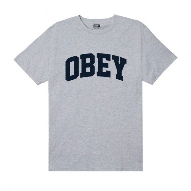 OBEY COLLEGIATE TEE HEATHER GREY