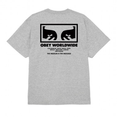OBEY THE MEDIUM IS THE MESSAGE TEE HEATHER GREY