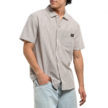 RVCA DAYSHIFT STRIPE II SHIRT NATURAL