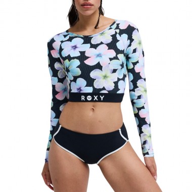 ROXY ACTIVE LS CROP TOP ANTHRACITE IM FLEUR REAL