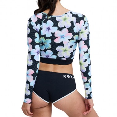 ROXY ACTIVE LS CROP TOP ANTHRACITE IM FLEUR REAL