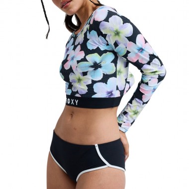 ROXY ACTIVE LS CROP TOP ANTHRACITE IM FLEUR REAL