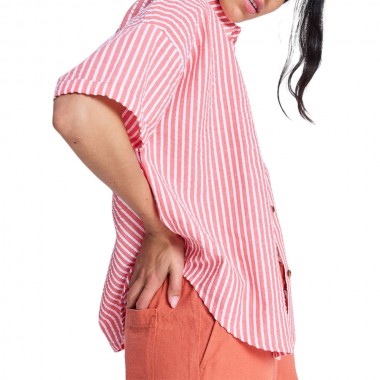 ROXY BEACHY NOSTALGIA STRIPE W SHIRT HIBISCUS SUNRISE STRIPE