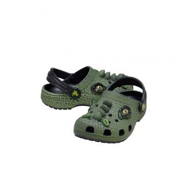 CROCS CLASSIC IAM SCARY DINO TOD CLOGS BLACK