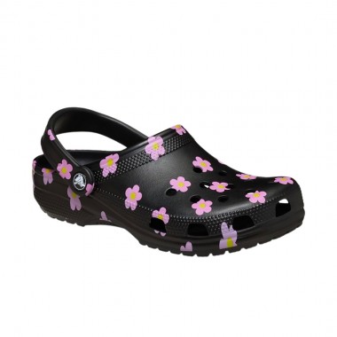 CROCS CLASSIC FLOWER CLOGS BLACK