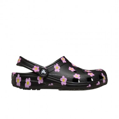 CROCS CLASSIC FLOWER CLOGS BLACK