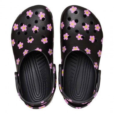 CROCS CLASSIC FLOWER CLOGS BLACK