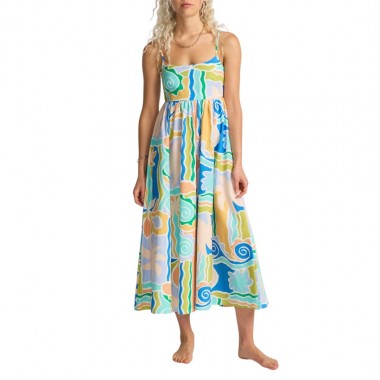 BILLABONG ISLAND LIFE MIDI DRESS BLUE MULTI