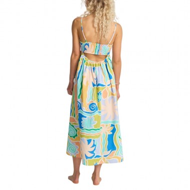BILLABONG ISLAND LIFE MIDI DRESS BLUE MULTI