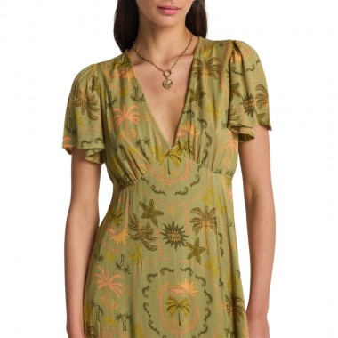 BILLABONG JET SET MIDI DRESS CEDAR GREEN