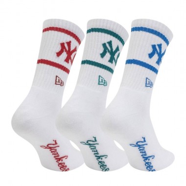 NEW ERA MLB NEW YORK YANKEES CREW SOCKS 3PK WHITE