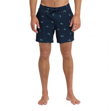 QUIKSILVER STRETCH PRINTED VOLLEY SWIM SHORTS 16 DARK NAVY CHK