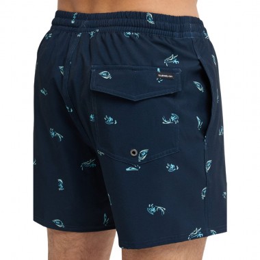 QUIKSILVER STRETCH PRINTED VOLLEY SWIM SHORTS 16 DARK NAVY CHK