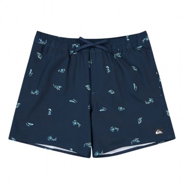 QUIKSILVER STRETCH PRINTED VOLLEY SWIM SHORTS 16 DARK NAVY CHK