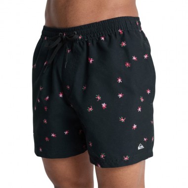 QUIKSILVER EVERYDAY PRINTED VOLLEY SWIM SHORTS 15 BLK FALLEN BL