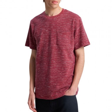 QUIKSILVER LOPAZ STRIPED POCKET T-SHIRT BURNT RUSSET STRIPE