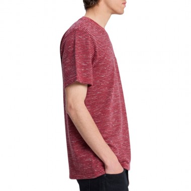 QUIKSILVER LOPAZ STRIPED POCKET T-SHIRT BURNT RUSSET STRIPE