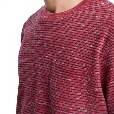 QUIKSILVER LOPAZ STRIPED POCKET T-SHIRT BURNT RUSSET STRIPE
