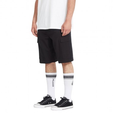 VOLCOM STRANGE TRIPPER CARGO SHORTS 22 BLACK